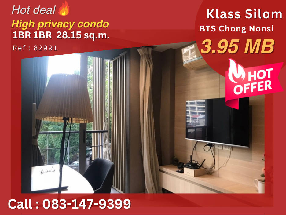 For SaleCondoSilom, Saladaeng, Bangrak : Best price in the building, high privacy condo, Silom, BTS Chong Nonsi