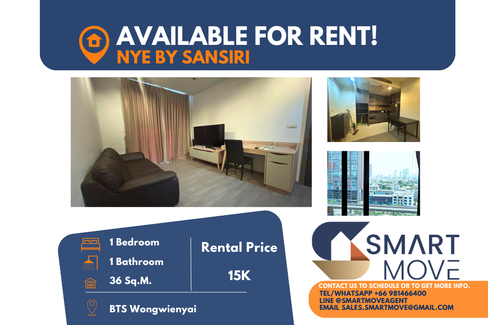 For RentCondoWongwianyai, Charoennakor : 🔥🔥FOR RENT !! 🔥🔥Code C20240302655..........Nye by sansiri, 1 bedroom, 1 bathroom, high floor 11+, furnished, ready to move in📣📣