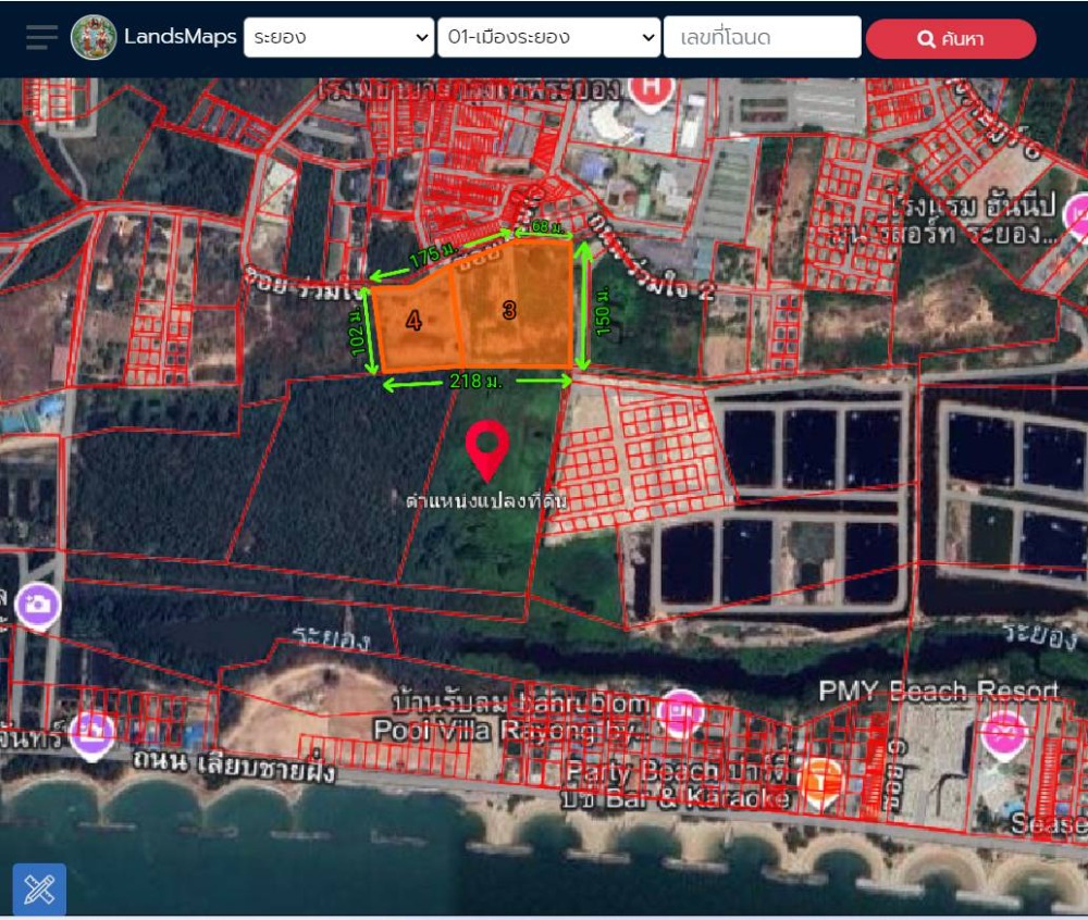 ขายที่ดินระยอง : K1620ขายที่ดิน 17-3-62.3 ไร่ เมืองระยอง จ.ระยอง ห่างจากหาดแสงจันทร์ เพียง 1 กม. หน้ากว้าง 175 เมตร ลึก 150 เมตร ใกล้เซ็นทรัล ระยอง