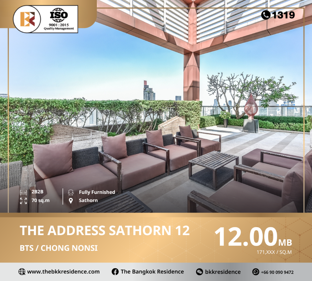 For SaleCondoSathorn, Narathiwat : High-rise condo! the address sathorn 12, near bts chong nonsi