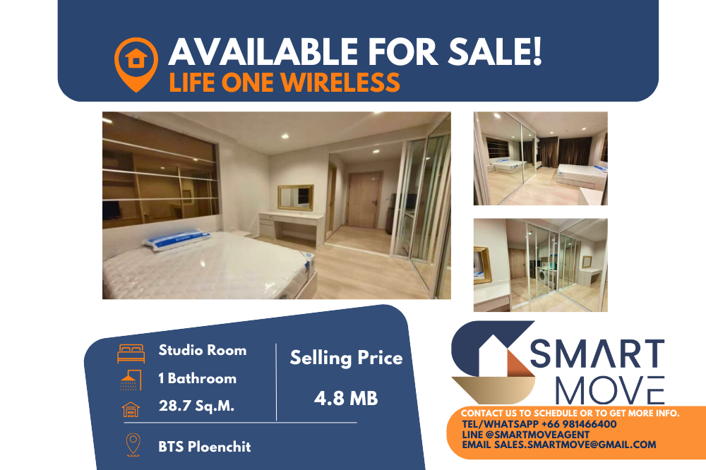 For SaleCondoWitthayu, Chidlom, Langsuan, Ploenchit : 🔥Sale with tenant !! 🔥Code C20221209319.......Life One Wireless, Studio room, 1 bathroom, high floor, furnished, Special Deal!!📢📢