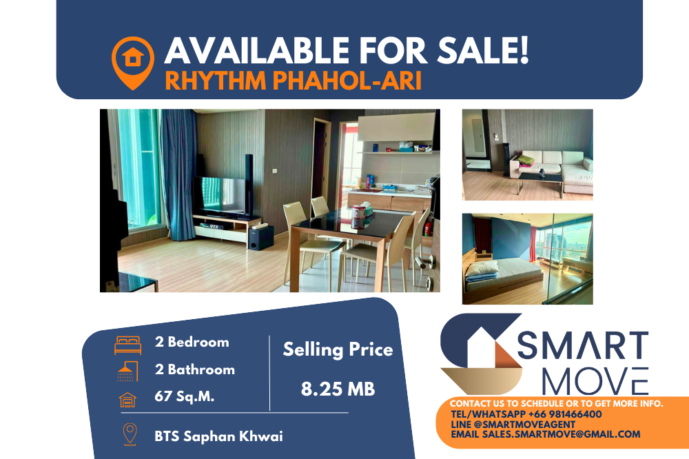 For SaleCondoSapankwai,Jatujak : 🔥FOR SALE !! 🔥Code C20241200034.......Rhythm Phahol-Ari, 2 bedrooms, 2 bathrooms, high floor 25+, furnished, Special Deal!!📢📢