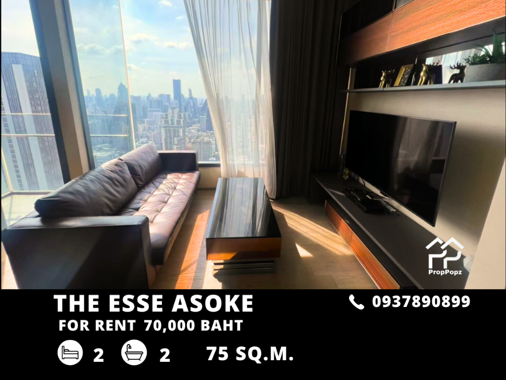 ให้เช่าคอนโดสุขุมวิท อโศก ทองหล่อ : The Esse Asoke / Luxury ห้องมุม ชั้นสูง วิวโล่ง  / 2 นอน 75 ตร.ม. โทร 0937890899