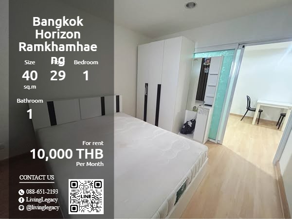 For RentCondoSeri Thai, Ramkhamhaeng Nida : SP4ODT Condo for rent Bangkok Horizon Ramkhamhaeng 40 sq m. 29th floor line id : @livinglegacy