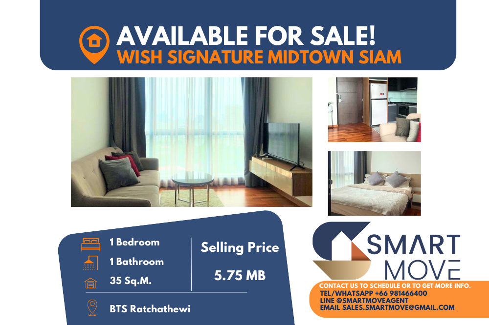 For SaleCondoRatchathewi,Phayathai : 🔥Sale with tenant !! 🔥Code C20230106627.......Wish Signature Midtown Siam, 1 bedroom, 1 bathroom, high floor 25+, furnished, Special Deal!!📢📢