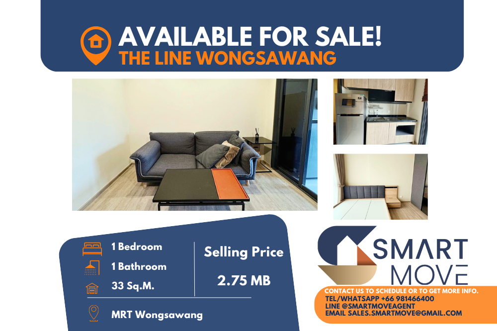 For SaleCondoBang Sue, Wong Sawang, Tao Pun : 🔥FOR SALE !! 🔥Code C20241200039.......The Line Wongsawang, 1 bedroom, 1 bathroom, high floor 27+, furnished, Special Deal!!📢📢