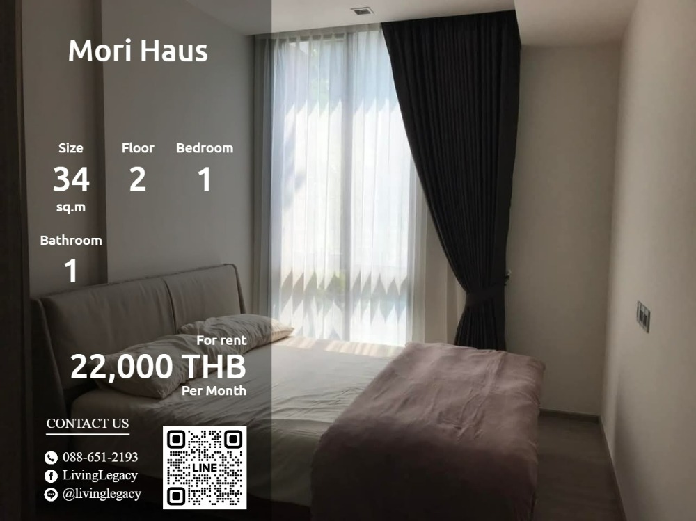 For RentCondoOnnut, Udomsuk : SP718Q Condo for rent Mori Haus 34 sq m. 2nd floor line id : @livinglegacy