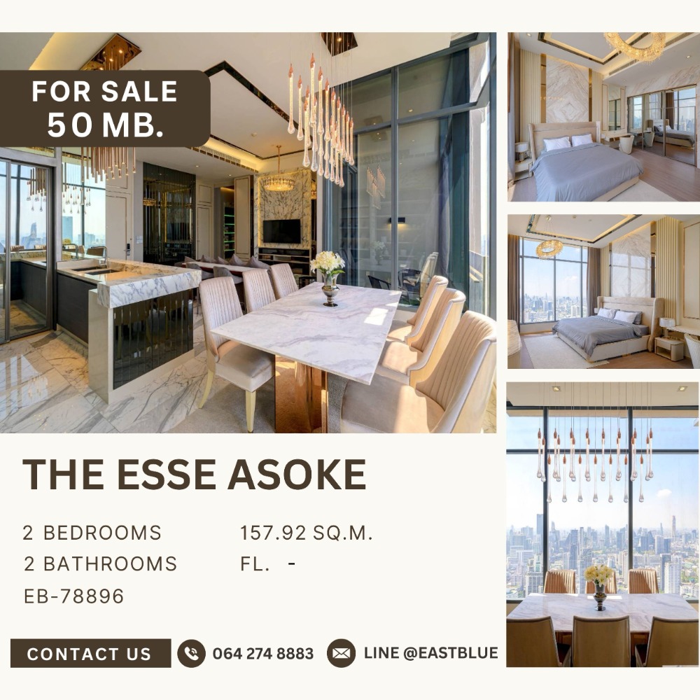 For SaleCondoSukhumvit, Asoke, Thonglor : Sky Penthouse in the heart of Asoke 2 Bedroom 157 sqm 50 MB.