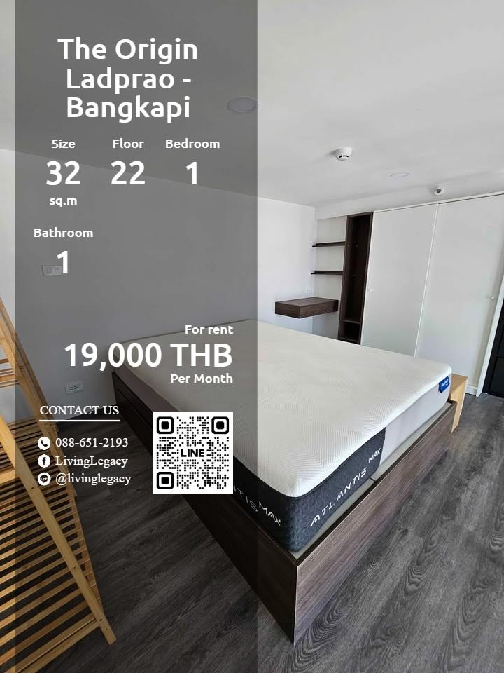 For RentCondoLadprao101, Happy Land, The Mall Bang Kapi : SP8DMK Condo for rent The Origin Ladprao - Bangkapi 32 sq m. 22nd floor line id : @livinglegacy