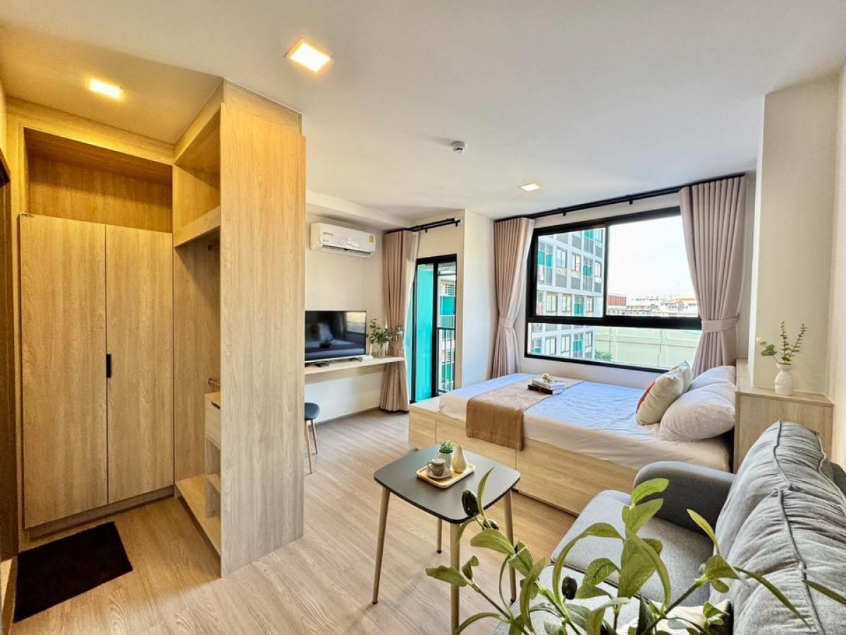 For RentCondoRamkhamhaeng, Hua Mak : For sale/rent: corner condo, The Move Ram 22, best location, fully furnished, ready to move in, near MRT Ramkhamhaeng