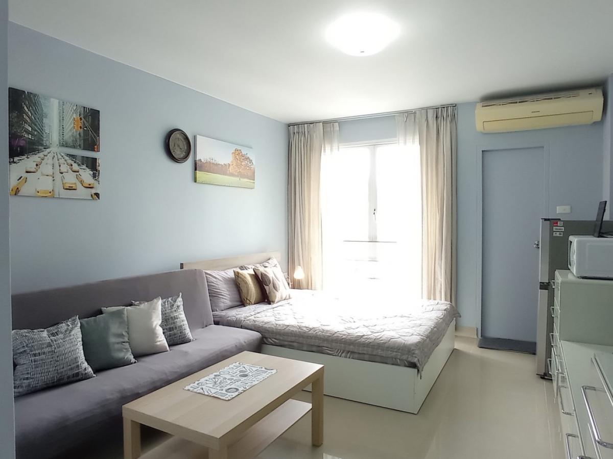 For RentCondoRama9, Petchburi, RCA : Property code Conrm90001🏢Condo for rent Ihouse Laguna Garden RCA✅Studio size 26 sq m. 2nd floor, Building C ✅Newly renovated room, new floor, walls, ceiling, bathroom