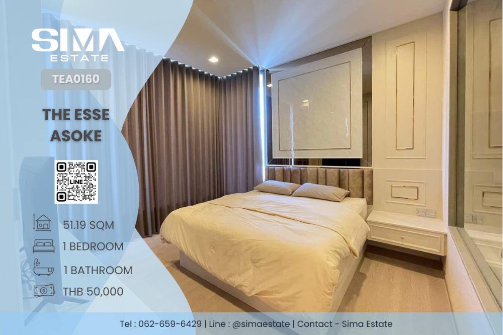 For RentCondoSukhumvit, Asoke, Thonglor : For rent ☁️The Esse Asoke☁️1 large bedroom, corner room, fully furnished, ready to move in☀️