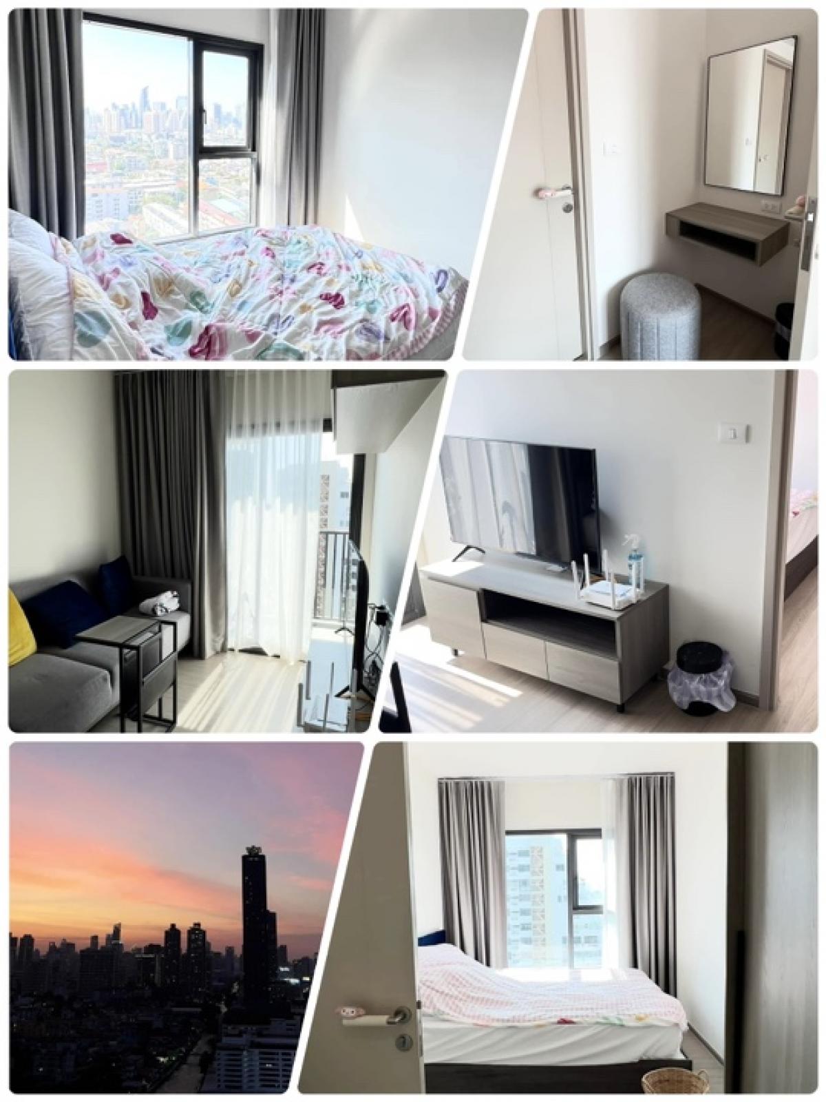 For RentCondoRama9, Petchburi, RCA : 🎁Ready to move in on January 5🎁 🍀The BASE Phetchaburi~Thonglor🍀1-bedroom 33 sq m•🍀19th floor, get a very PRIVATE corner room + FREE WIFI🔻