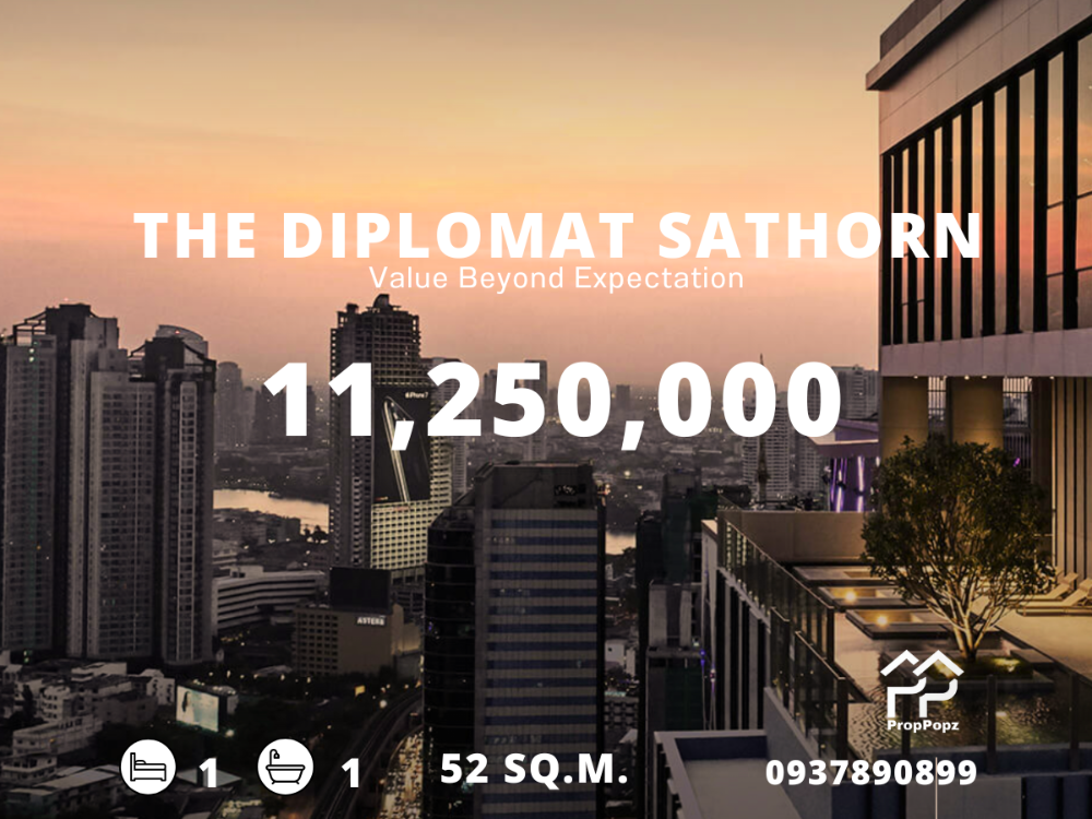 ขายคอนโดสาทร นราธิวาส : The Diplomat Sathorn / คอนโดหรู ติด BTS สุรศักดิ์ / 1 นอน 52 ตร.ม. โทร 0937890899