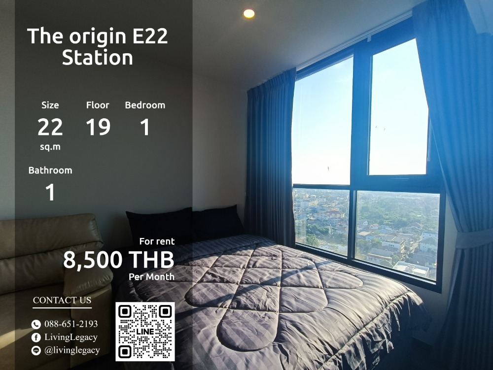 For RentCondoSamut Prakan,Samrong : SPIBE0 Condo for rent The origin E22 Station 22 sq m. 19th floor line id : @livinglegacy