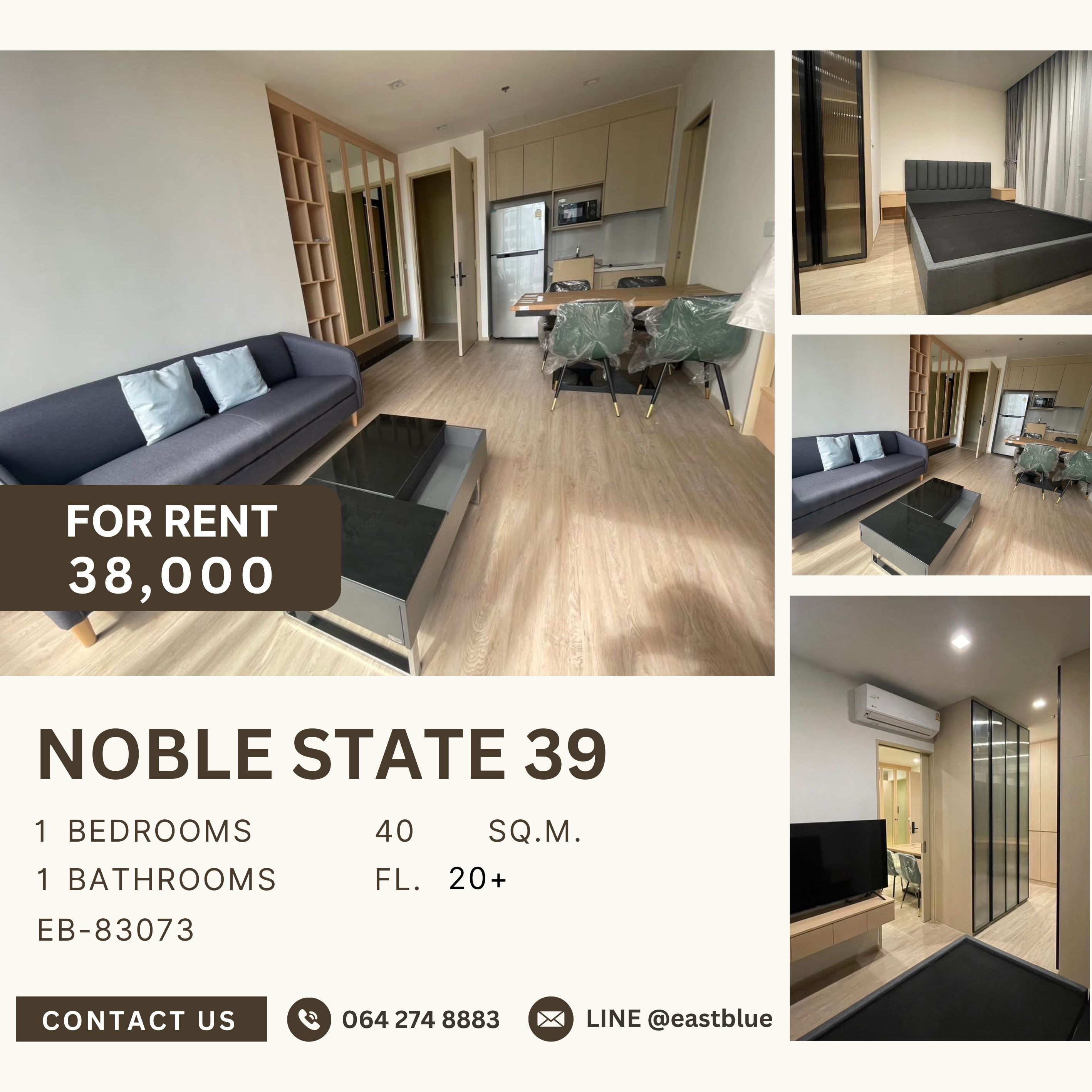 For RentCondoSukhumvit, Asoke, Thonglor : NOBLE STATE 39, 1 bed, 38000 per month