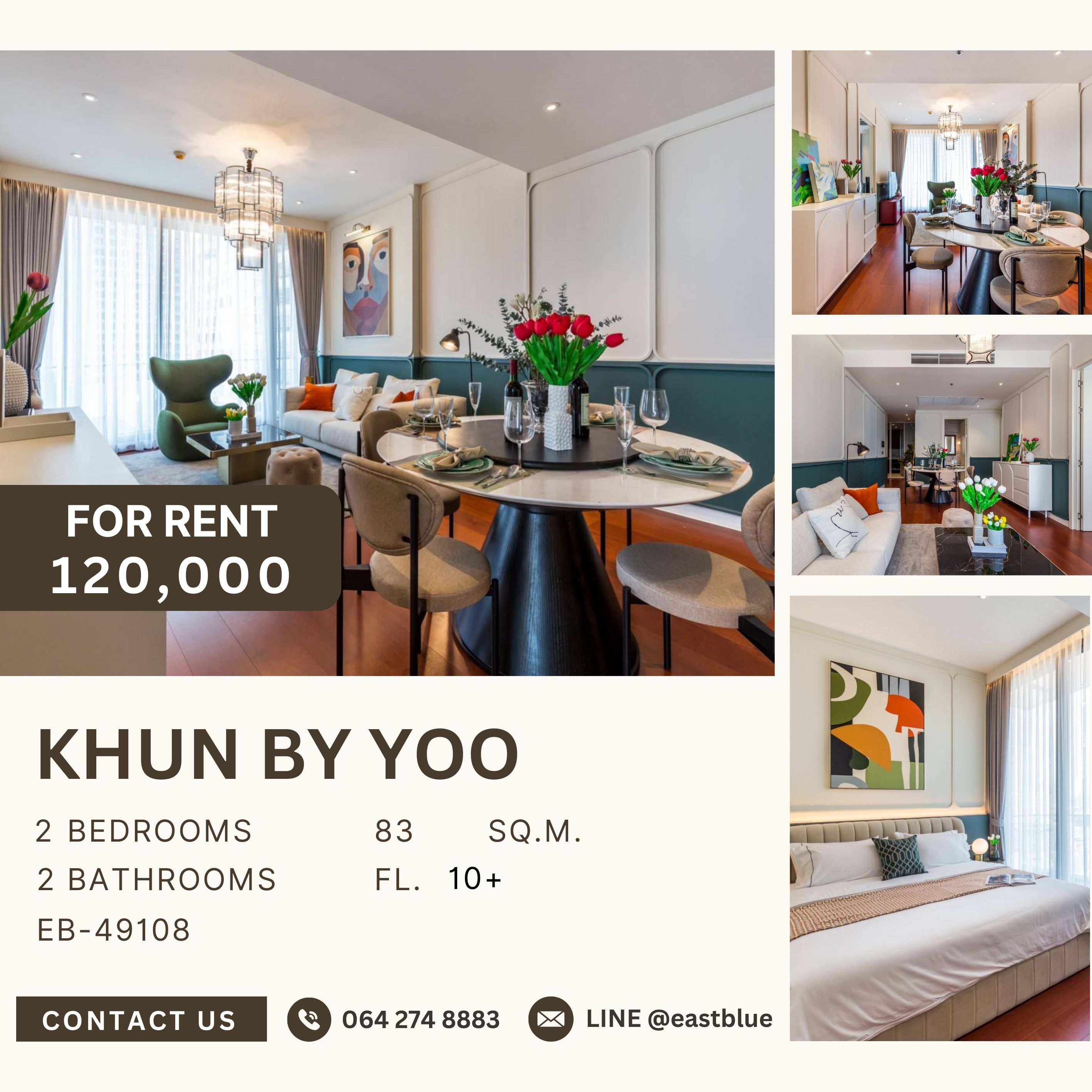 For RentCondoSukhumvit, Asoke, Thonglor : Khun by Yoo, 2 bed, 120000 per month