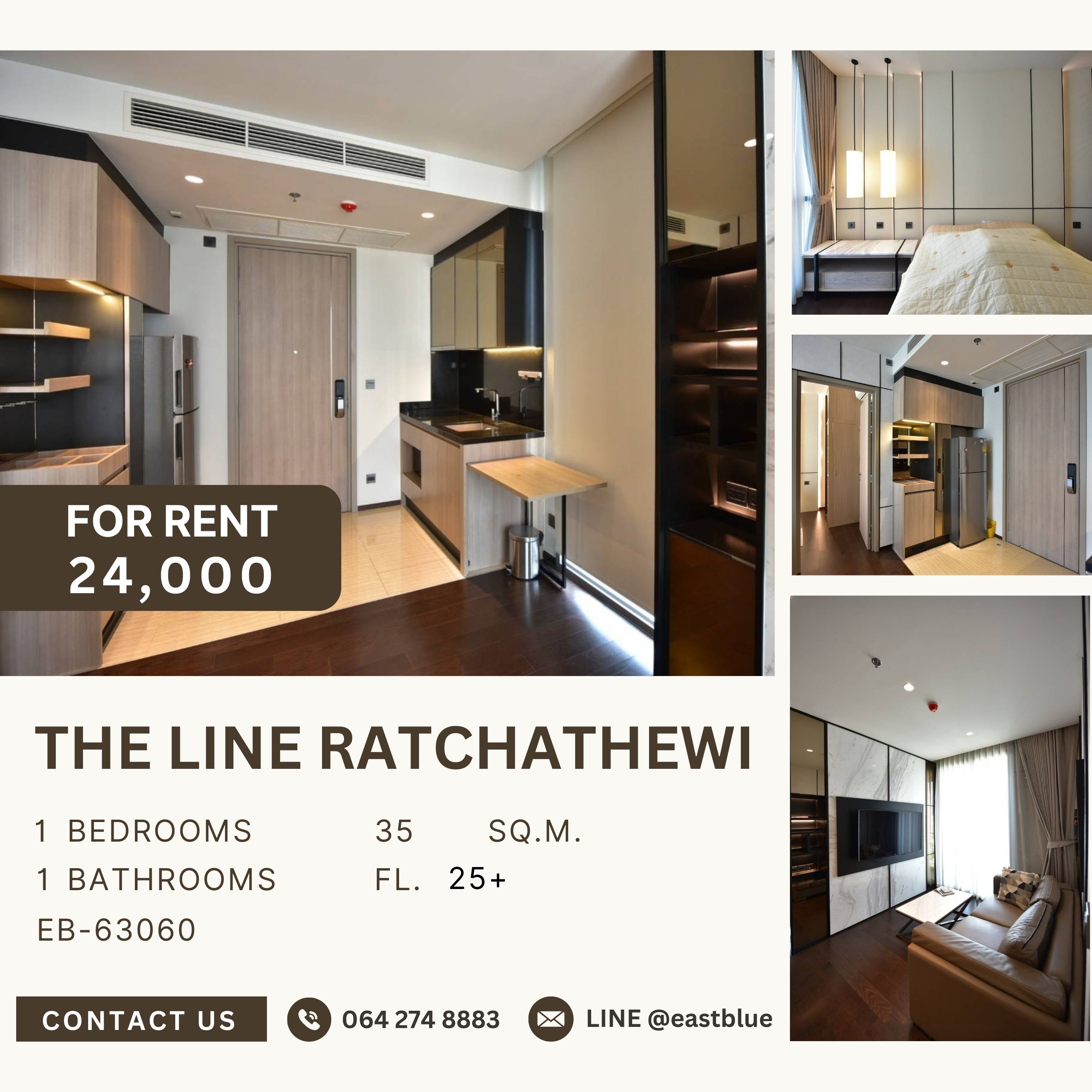 For RentCondoRatchathewi,Phayathai : The Line Ratchathewi, 1 bed, 24000 per month