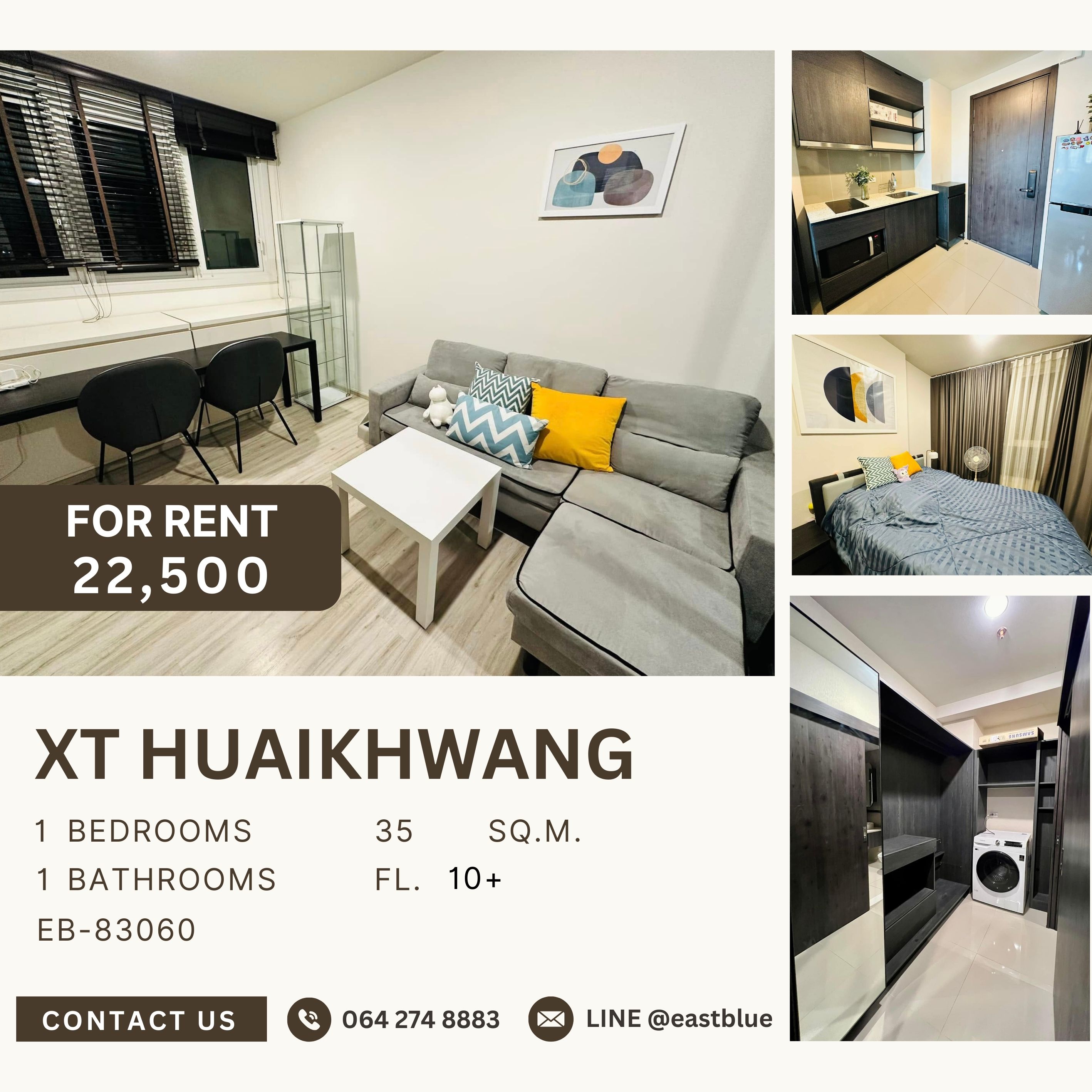 For RentCondoRatchadapisek, Huaikwang, Suttisan : XT Huaikhwang, 1 bed, 22500 per month