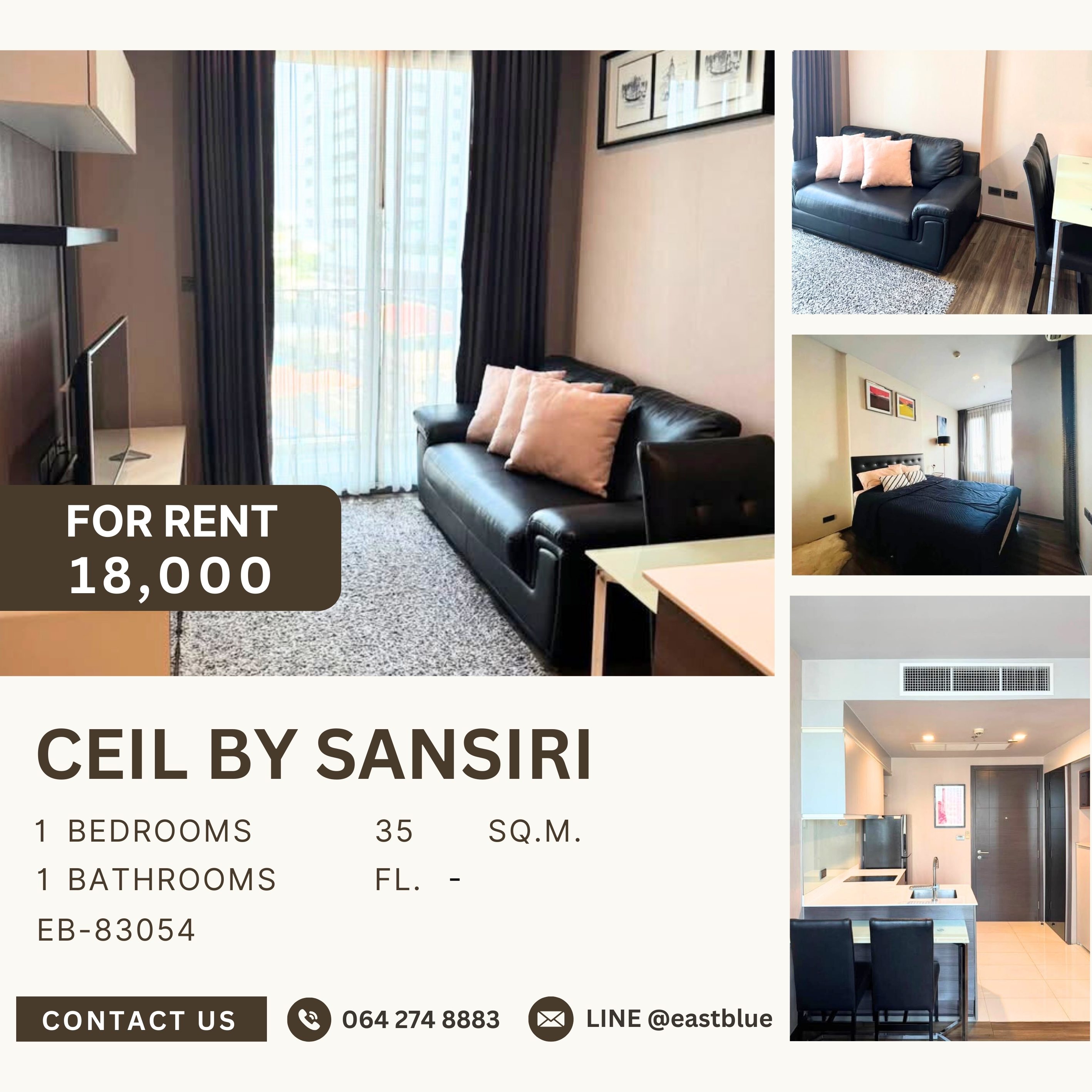 For RentCondoSukhumvit, Asoke, Thonglor : Ceil by Sansiri, 1 bed, 18000 per month