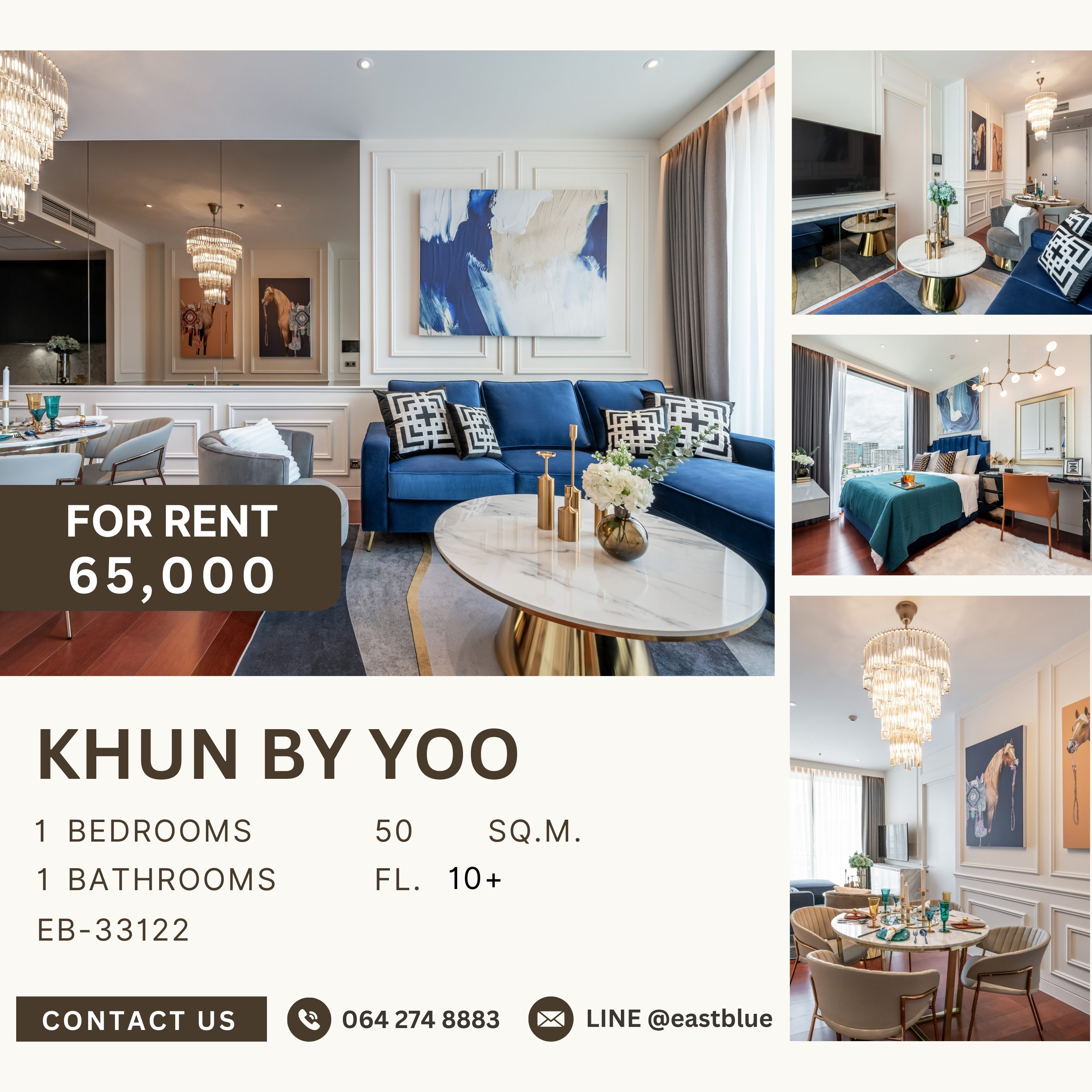 For RentCondoSukhumvit, Asoke, Thonglor : Khun by Yoo, 1 bed, 65000 per month