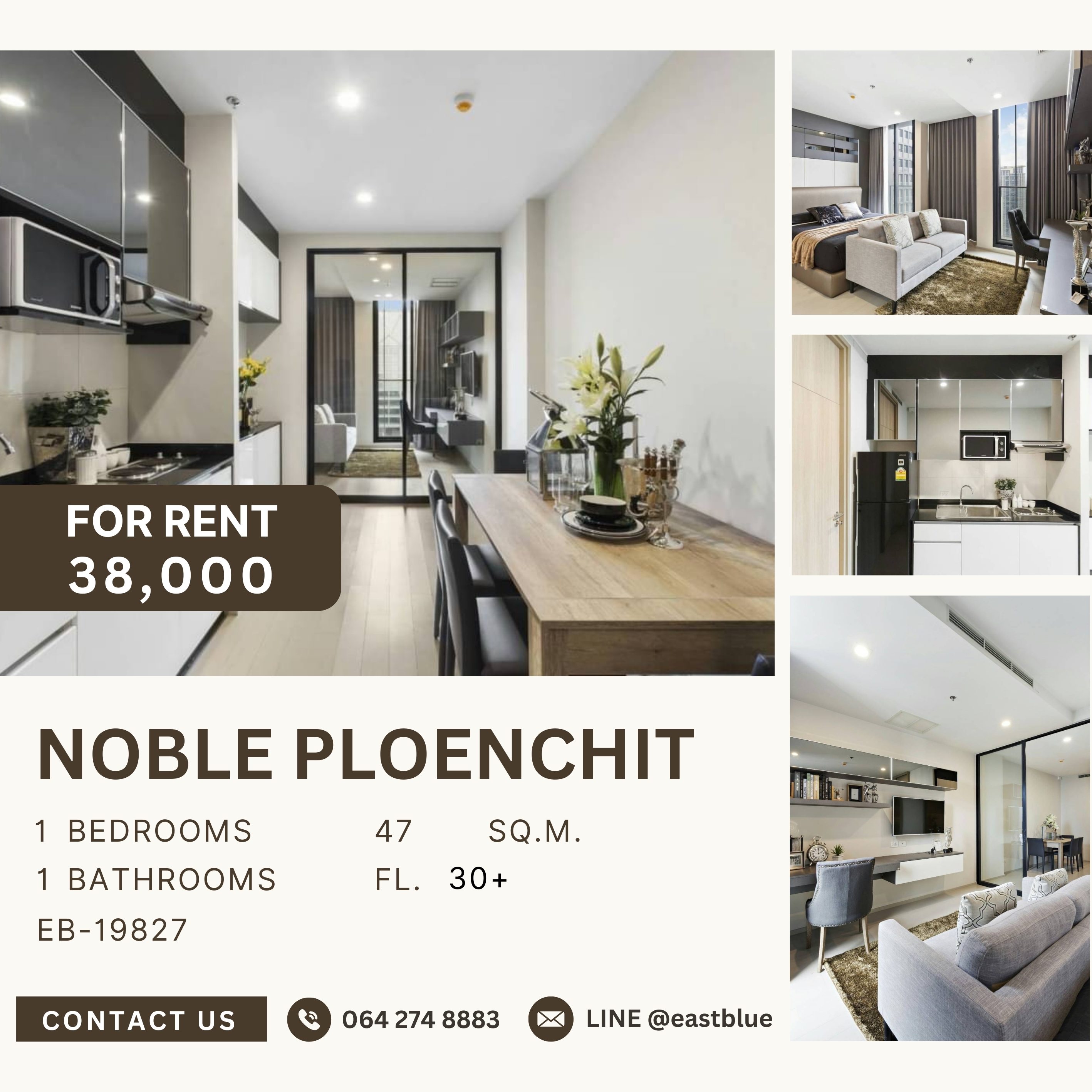 For RentCondoWitthayu, Chidlom, Langsuan, Ploenchit : Noble Ploenchit, 1 bed, 38000 per month