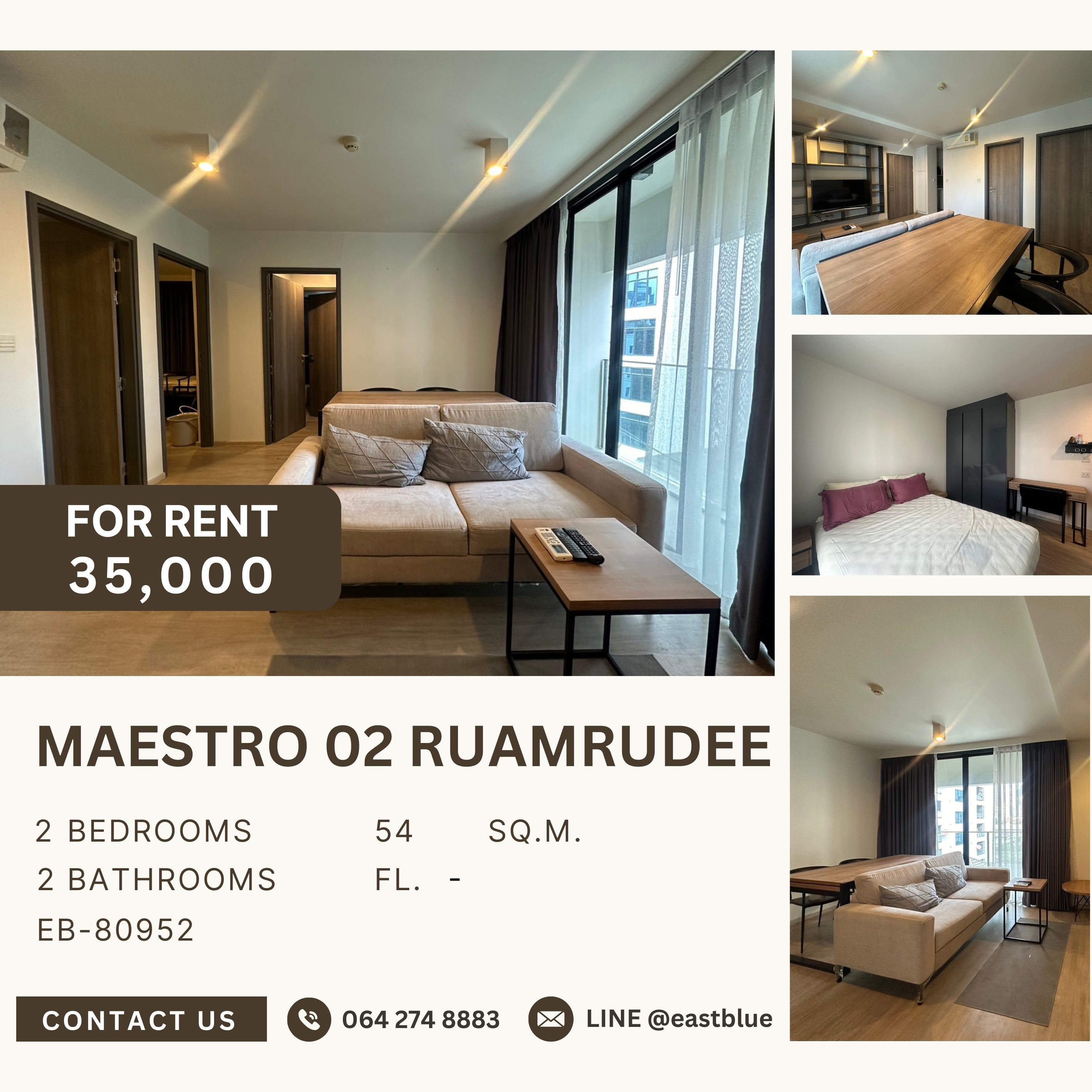 For RentCondoWitthayu, Chidlom, Langsuan, Ploenchit : Maestro 02 Ruamrudee, 2 bed, 35000 per month