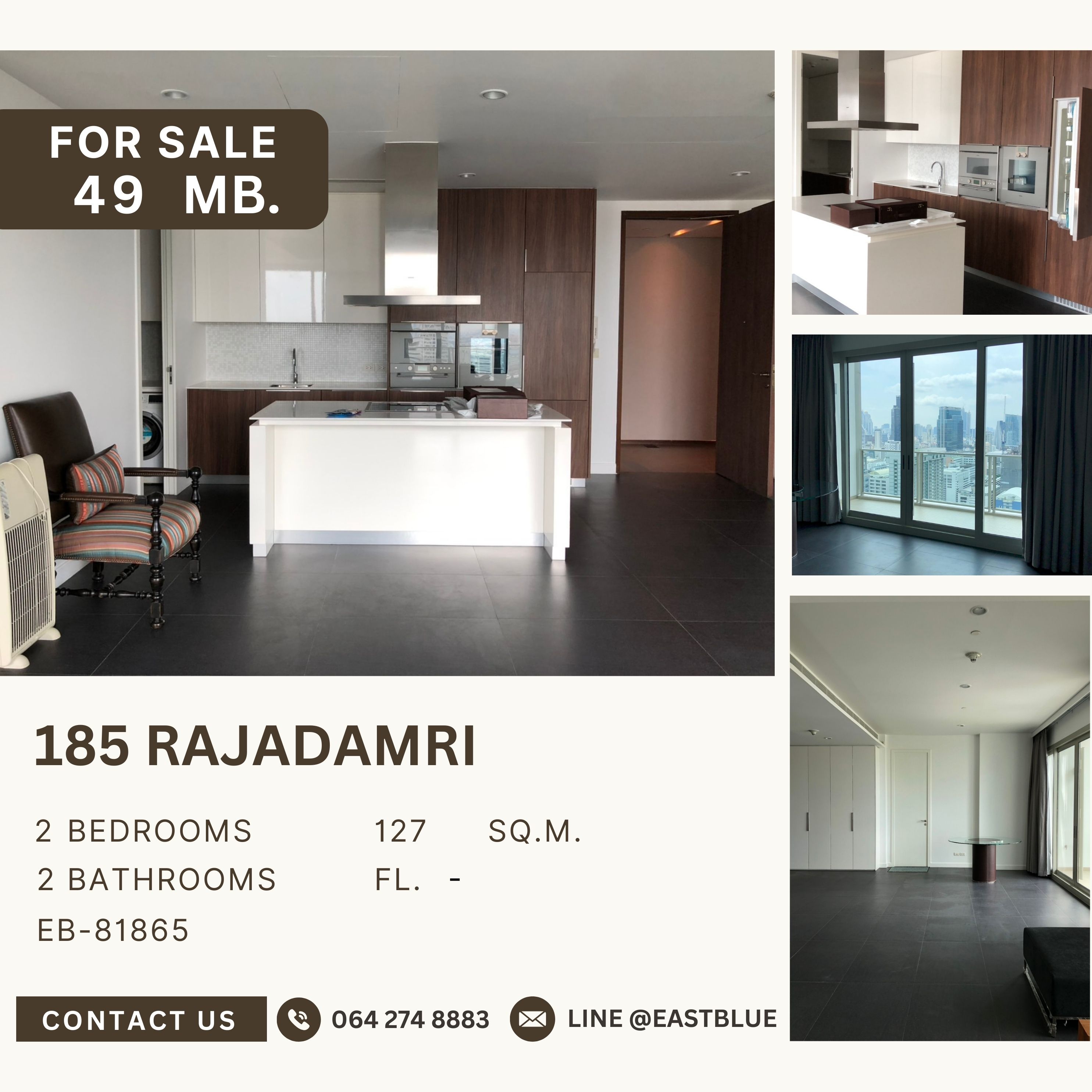 For SaleCondoWitthayu, Chidlom, Langsuan, Ploenchit : ลดหลายล้าน! 185 Rajadamri 2 ห้องนอน ห้องสวย วิวโปโลคลับ สวยมากห้องใหม่มาก