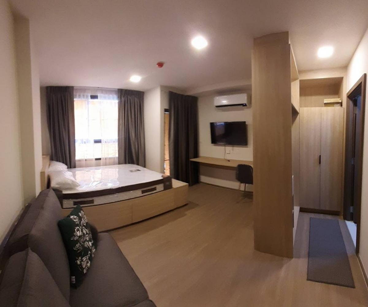 For RentCondoBangna, Bearing, Lasalle : Condo for rent THE MUVE Bangna 25 sq m. 3rd floor, Building A, price 8,490 baht, room 555/55 🌟 Various facilities - Air conditioner - Furniture - Electric stove - Microwave - Refrigerator - TV - Parking - Washing machine Price 8,490 baht Nearby locations 