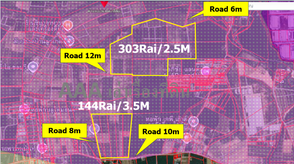 For SaleLandSriracha Laem Chabang Ban Bueng : Purple pattern 303 rai 144 rai, can be divided for sale, 33 km from Laem Chabang Port, can be expanded to 600 rai.