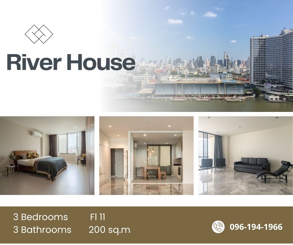 ให้เช่าคอนโดวงเวียนใหญ่ เจริญนคร : ✨️Condo for rent, River House 3 Bedroom Near ICON Siam✨️