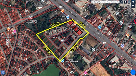 For SaleLandPhuket : Land for sale in Dalaburi project, on Krasattri Road, with 3 commercial buildings, owner selling himself