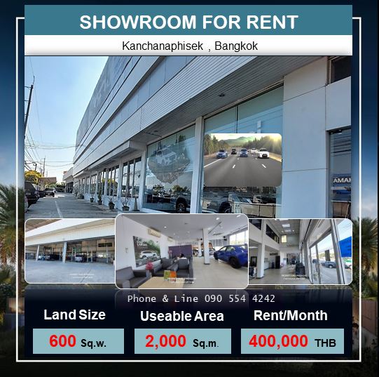 For RentShowroomBang kae, Phetkasem : For rent, a large car showroom with a service center, with 7 Hoyes service centers, approximately 130 meters wide, inside the showroom, a 3.5-storey building, parking for 6-7 new cars.