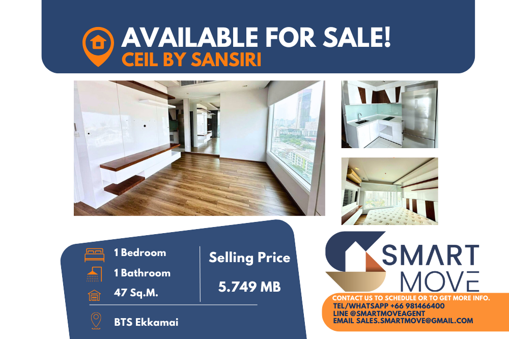 For SaleCondoSukhumvit, Asoke, Thonglor : 🔥Sale with tenant !!🔥 Code C20250100017.......Ceil by Sansiri, 1 bedroom, 1 bathroom, high floor 15+, Partly Furnished, Special Deal!!📢📢