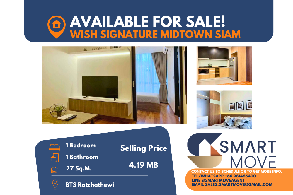 For SaleCondoRatchathewi,Phayathai : 🔥Code C20230107454....Wish Signature  Midtown Siam Sale with tenant, 1 bedroom, 1 bathroom, furnished, Special Deal!!🔥