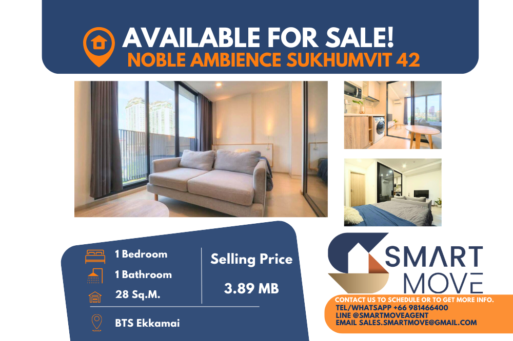 For SaleCondoSukhumvit, Asoke, Thonglor : 💥FOR SALE !! 💥Code C20250100002.......Noble Ambience Sukhumvit 42, 1 bedroom, 1 bathroom, furnished, Special Deal!!📣📣