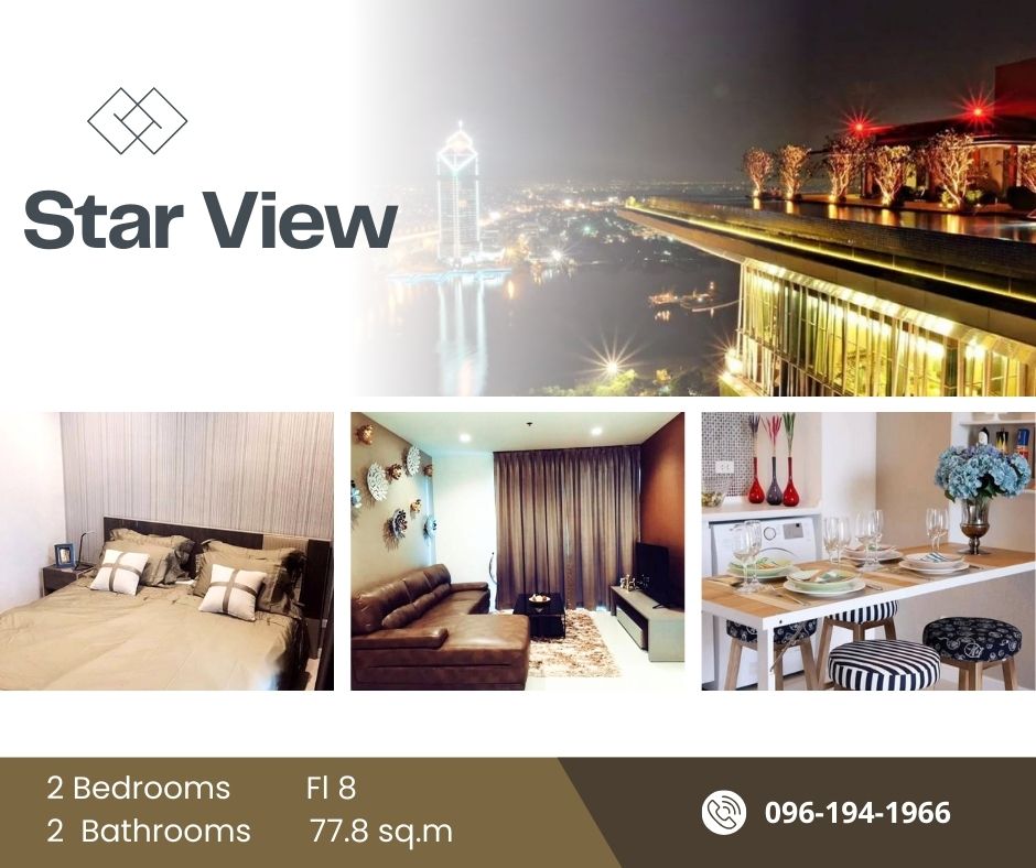 For RentCondoRama3 (Riverside),Satupadit : ✨️Very beautiful room✨️For rent, Star View Rama 3, 2 bedrooms, 78 sq m.