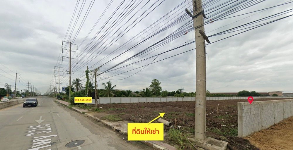 For RentLandRama5, Ratchapruek, Bangkruai : Land for rent, 4 rai, 3 ngan, 94.8 sq m, next to Bang Kruai-Sai Noi Road, near Big-C Sai Noi