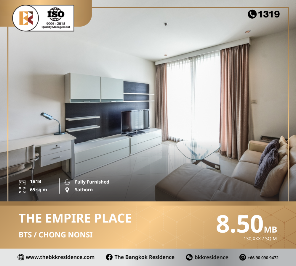 For SaleCondoSathorn, Narathiwat : The Empire Place, conveniently located near BTS Chong Nonsi