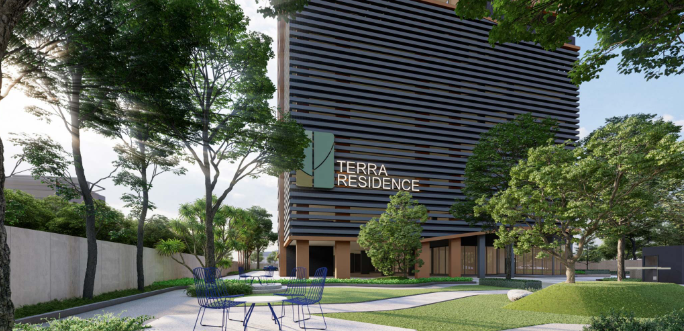 Sale DownCondoPathum Thani,Rangsit, Thammasat : Announcement for sale: Terra Residence Phase 1, beautiful view