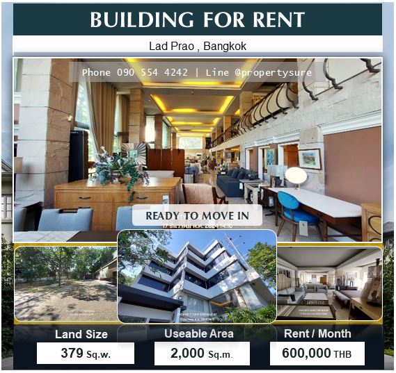 ให้เช่าโชว์รูมเลียบทางด่วนรามอินทรา : Stand alone Building for rent ให้เช่าอาคารสำนักงาน โชว์รูมและที่พักอาศัยย่านธุรกิจใกล้พระราม 9 – ลาดพร้าว-เลียบด่วน อาคาร Stand alone 4.5 ชั้น พื้นที่ใช้สอย 2,000 ตร.ม.