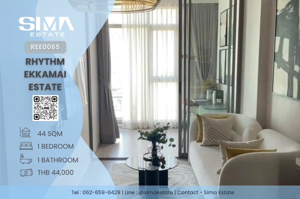 For RentCondoSukhumvit, Asoke, Thonglor : For rent ☁️Rhythm Ekkamai Estate☁️Beautiful room, divided into sections, well decorated☀️