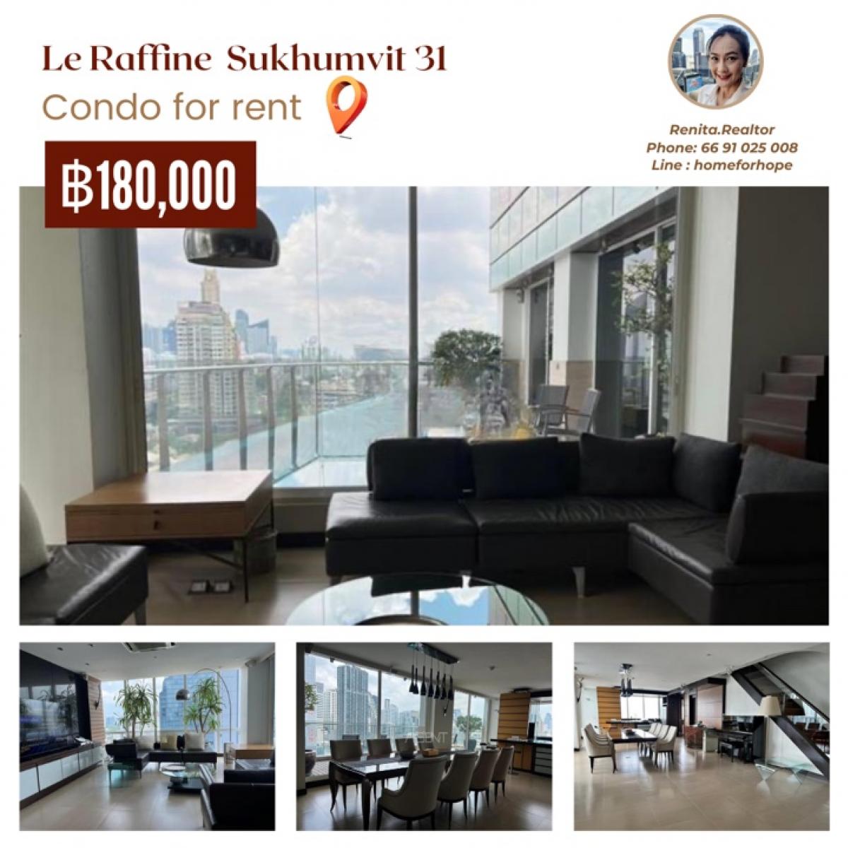 For RentCondoSukhumvit, Asoke, Thonglor : Luxury Condo for Rent at Le Raffine Sukhumvit 31 | 354 sqm | Duplex | 3 Beds 5 Baths | Private Pool | BTS Phrom Phong | 180,000 THB/Month