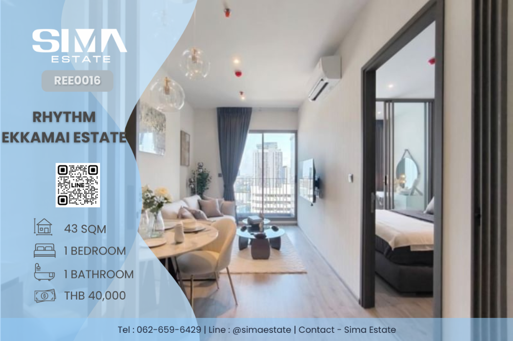 For RentCondoSukhumvit, Asoke, Thonglor : For rent ☁️Rhythm Ekkamai Estate☁️Beautiful room, divided into sections, well decorated☀️