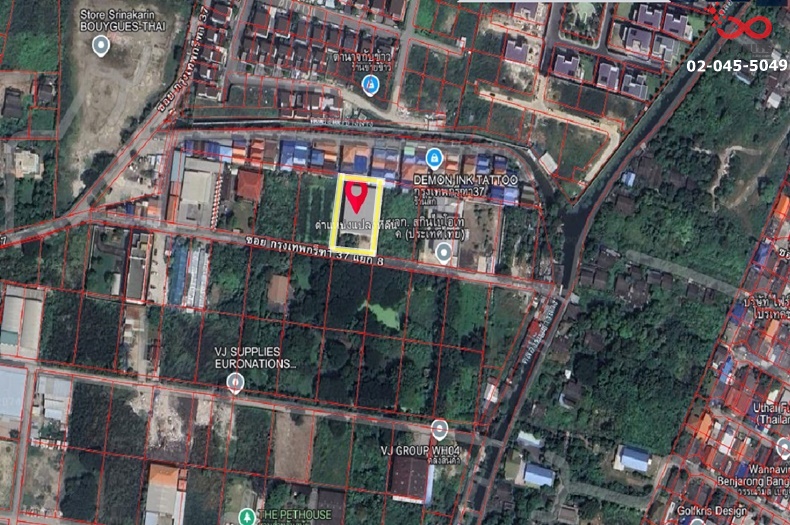 For SaleLandPattanakan, Srinakarin : Land for sale with warehouse and office, 400 square wah, Soi Krungthep Kreetha 37, Intersection 8, Krungthep Kreetha Road