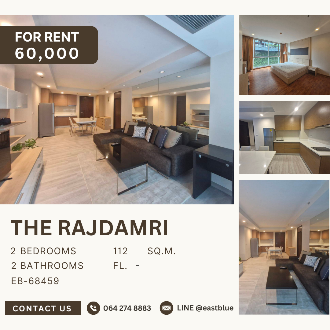 For RentCondoWitthayu, Chidlom, Langsuan, Ploenchit : The Rajdamri, 2 bed, 60000 per month