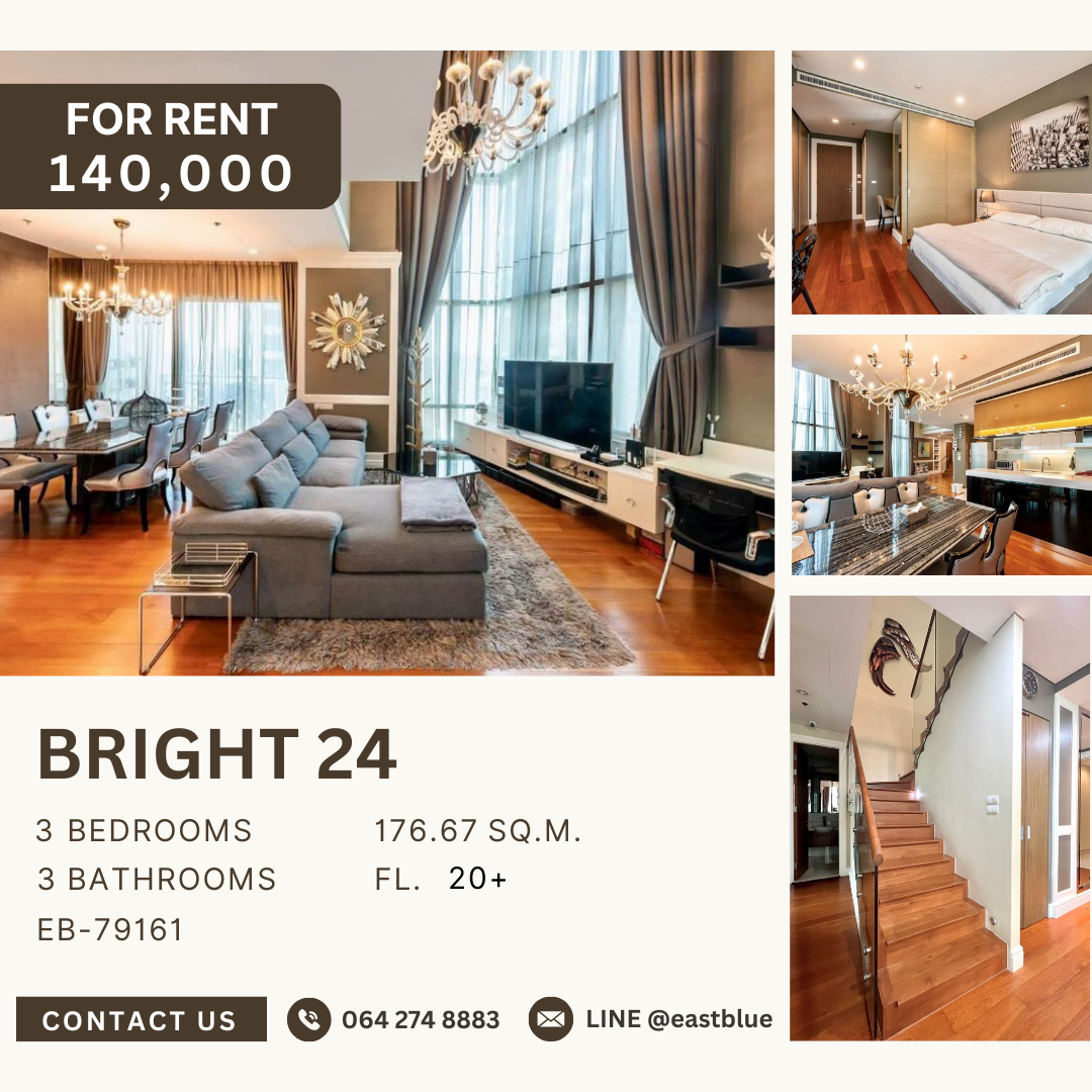 For RentCondoSukhumvit, Asoke, Thonglor : Bright 24, 3 bed, 140000 per month