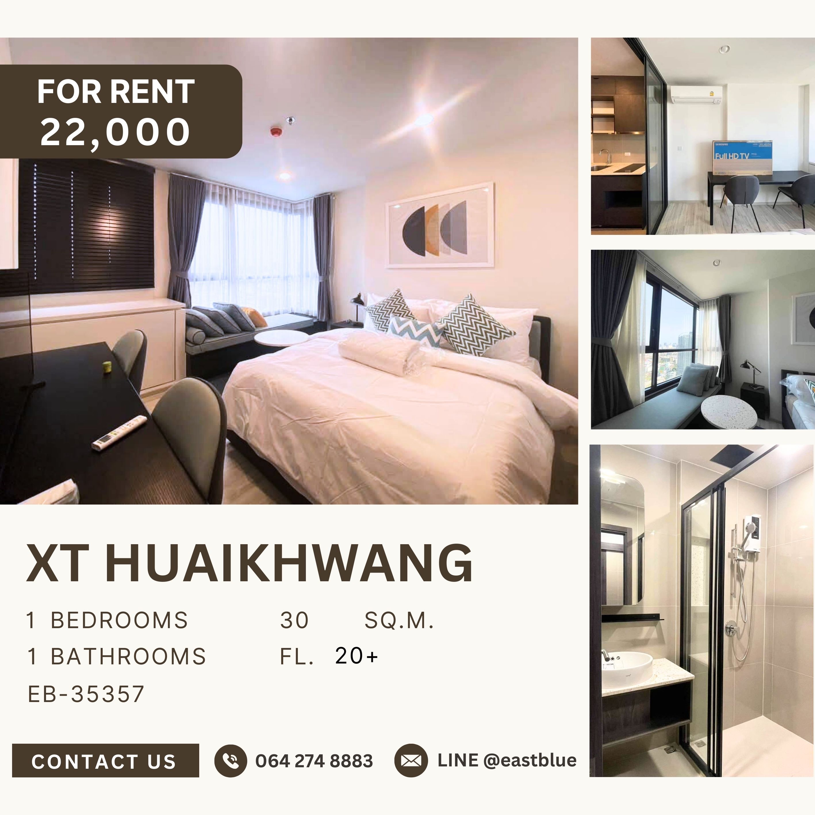 For RentCondoRatchadapisek, Huaikwang, Suttisan : XT Huaikhwang, 1 bed, 22000 per month