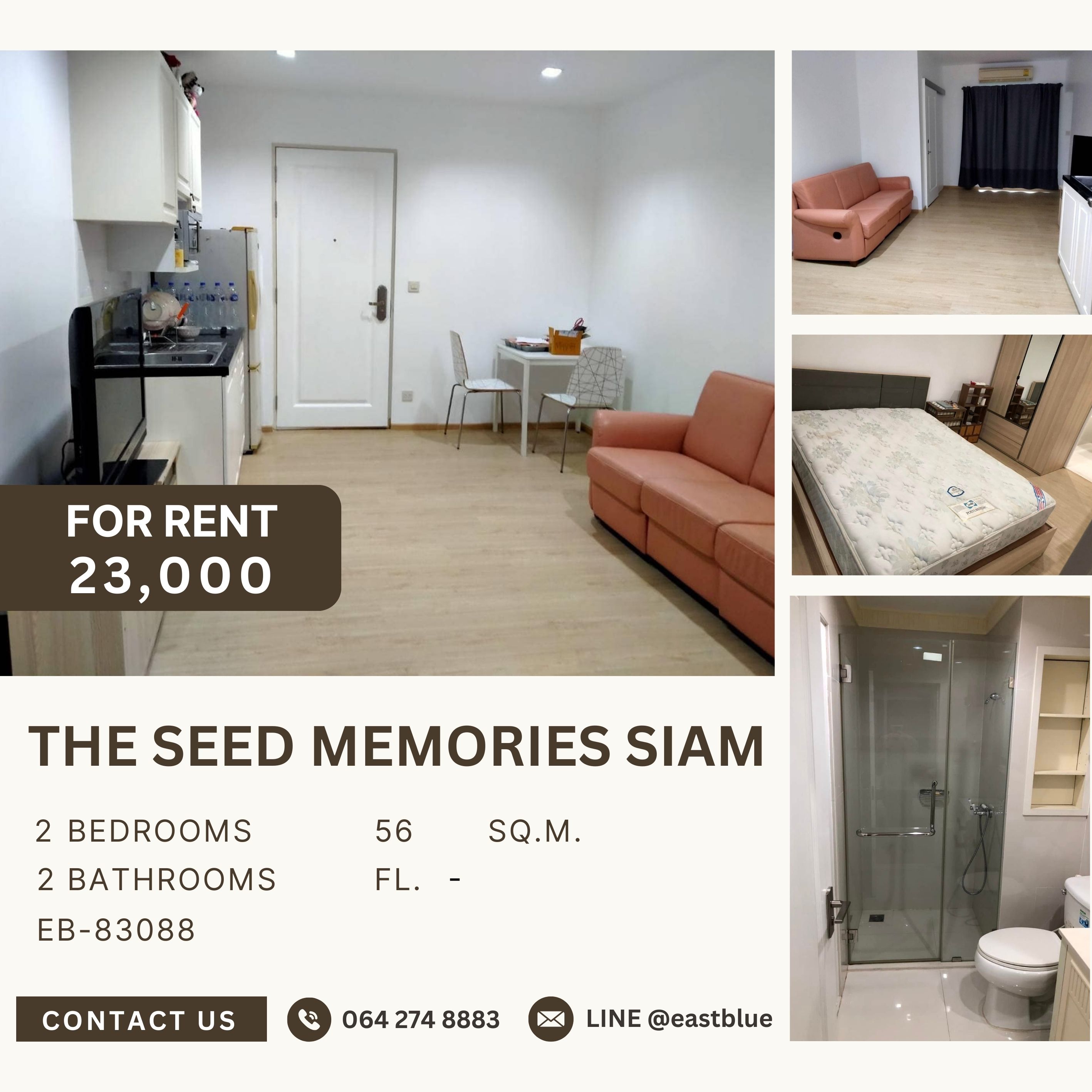 For RentCondoSiam Paragon ,Chulalongkorn,Samyan : The Seed Memories Siam, 2 bed, 23000 per month