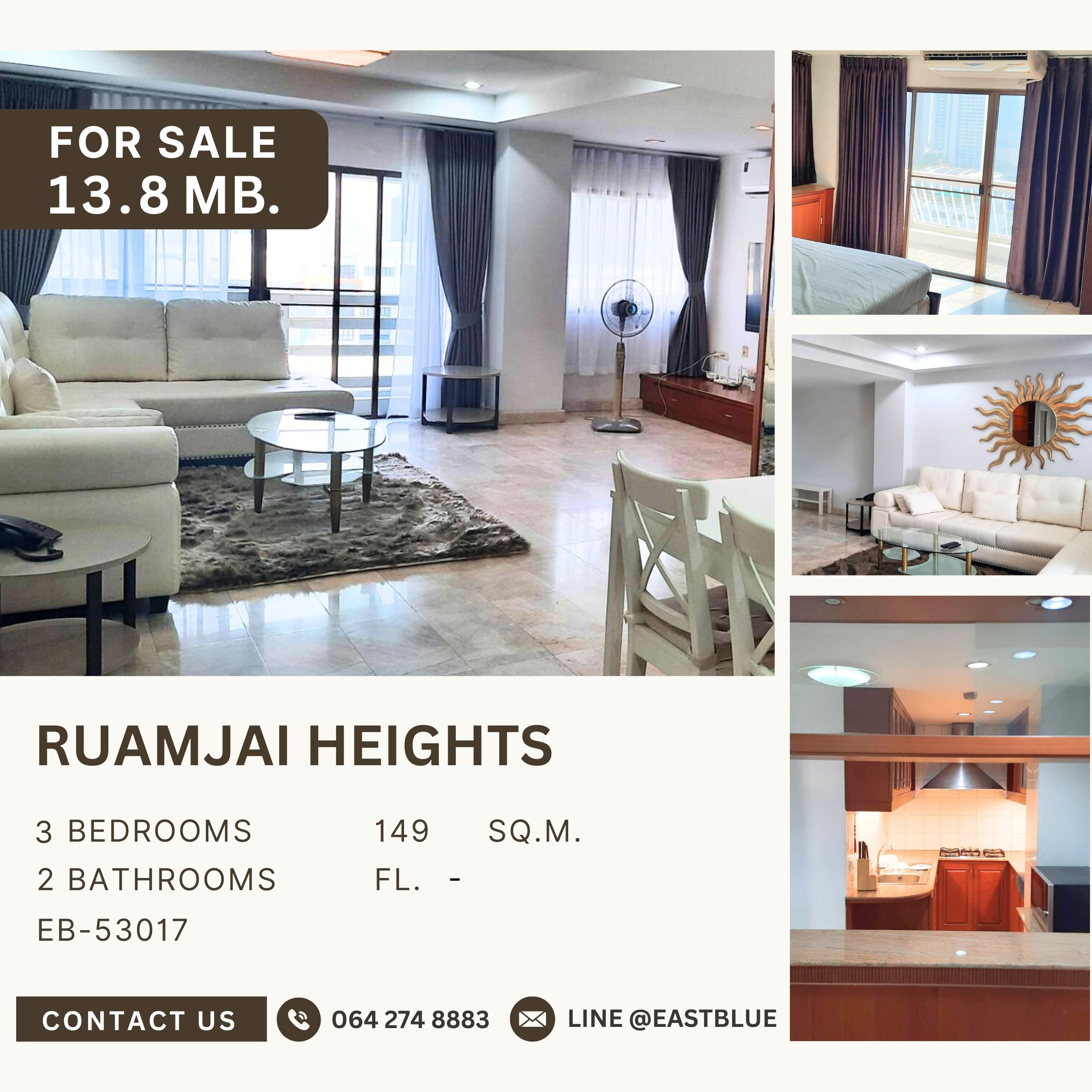 ขายคอนโดสุขุมวิท อโศก ทองหล่อ : ขาย Ruamjai heights ราคาดีที่สุด ห้องใหญ่ ตรม ไม่ถึงแสน เดินไปท่าเรือ MRT ง่าย เพียง 13.8 MB.